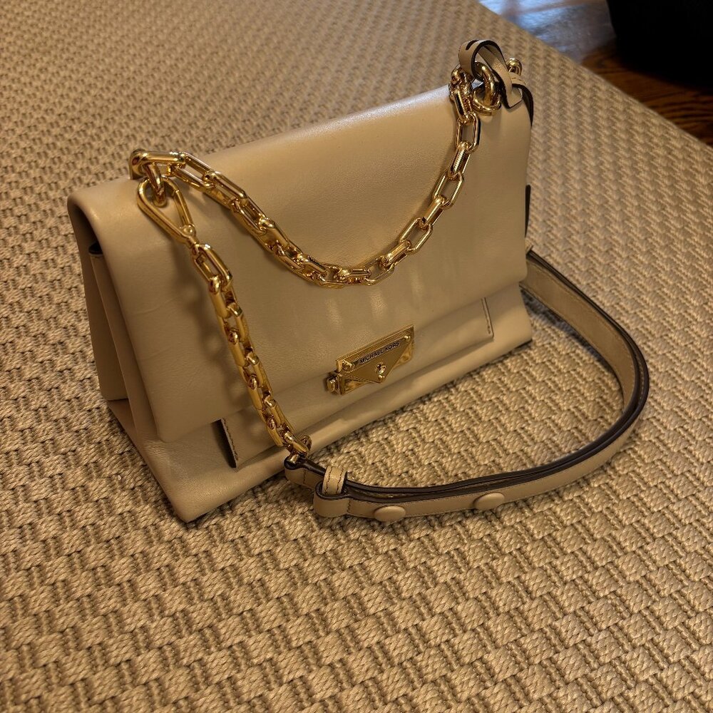 Michael Kors Cece Medium Beige Shoulder Bag